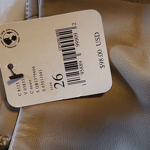 NWT Free People Beige Real Deal Faux Leather Split Hem Pants - Picture 4 of 5